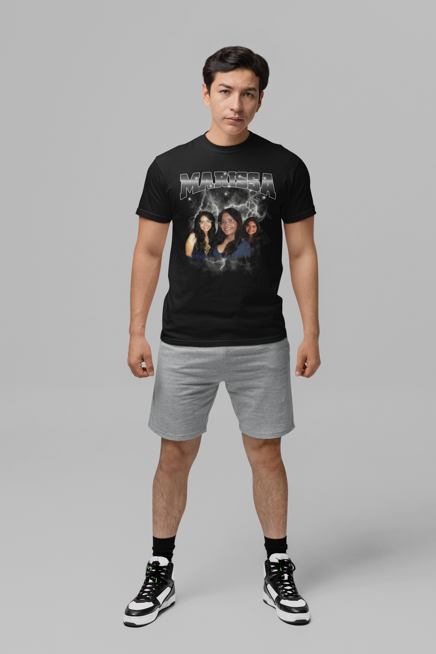 Custom Girlfriend Photo Shirt – Personalized Name Retro Lightning Gift