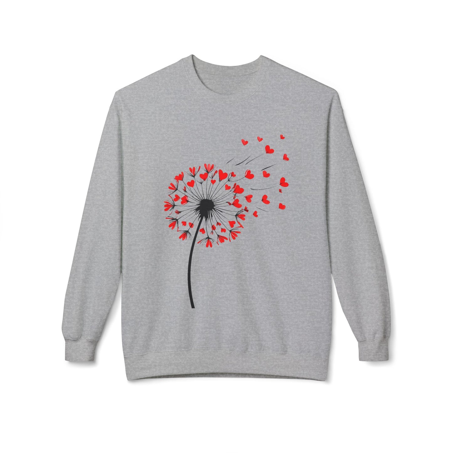 Dandelion Heart Sweatshirt, Custom Valentine's Day Gift. Anniversary Gift, Cute Heart Design Crewneck Fleece. Personalized Love Quote.