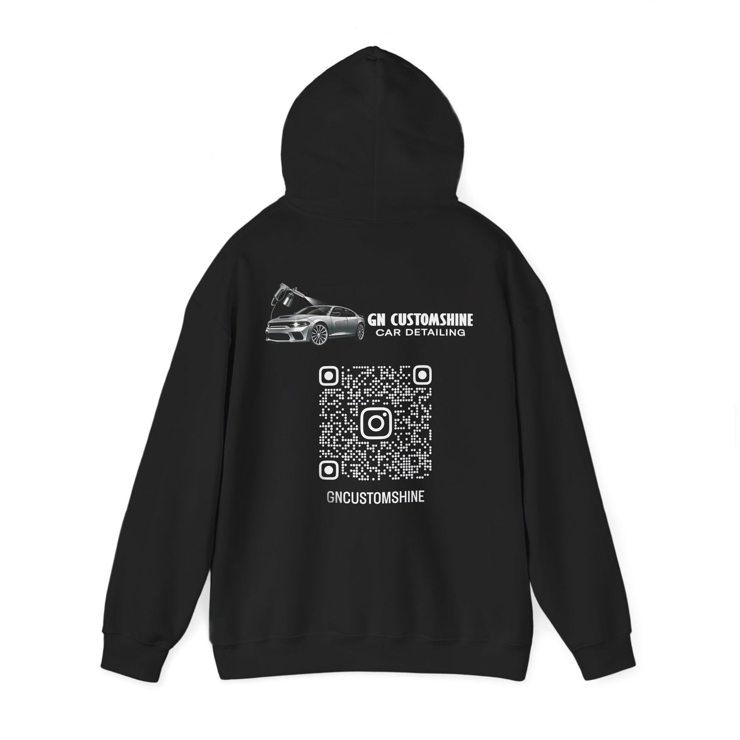 Car Detailing Hoodie — GN CustomShine Logo & QR Code Promotional Sweatshirt
