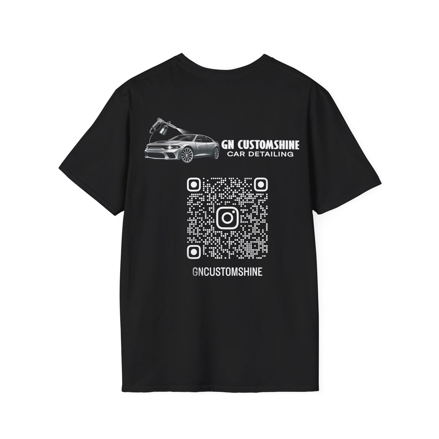 Car Detailing T-Shirt — GN CustomShine Logo & QR Code Tee