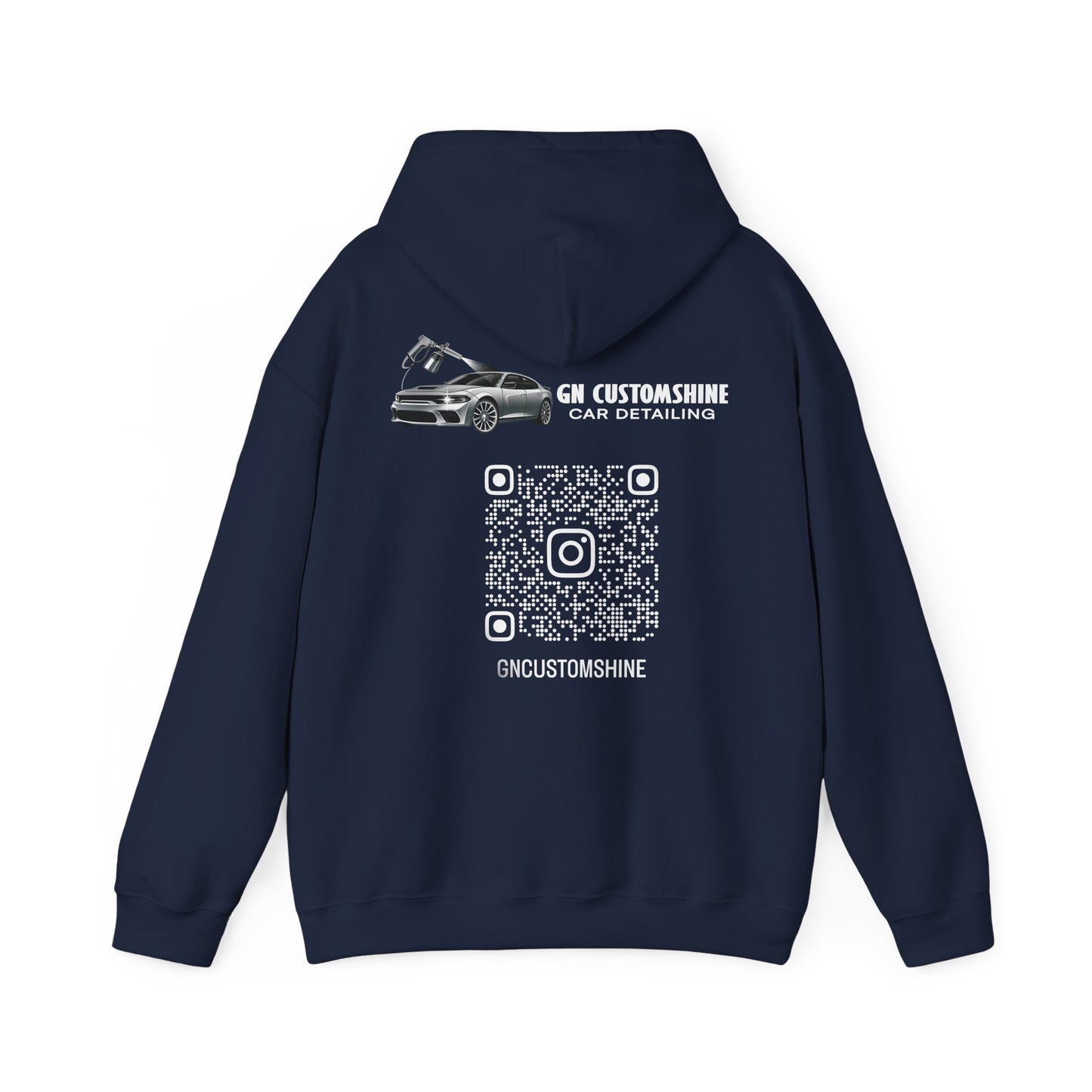 Car Detailing Hoodie — GN CustomShine Logo & QR Code Promotional Sweatshirt