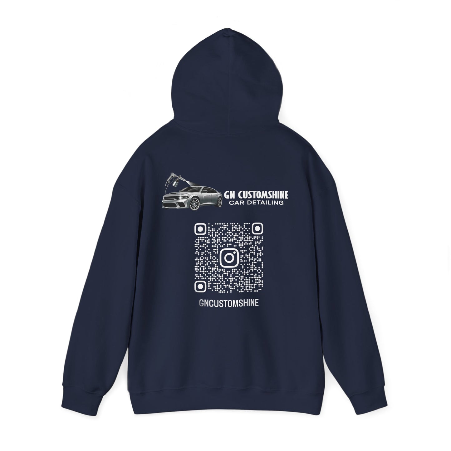 Car Detailing Hoodie — GN CustomShine Logo & QR Code Promotional Sweatshirt