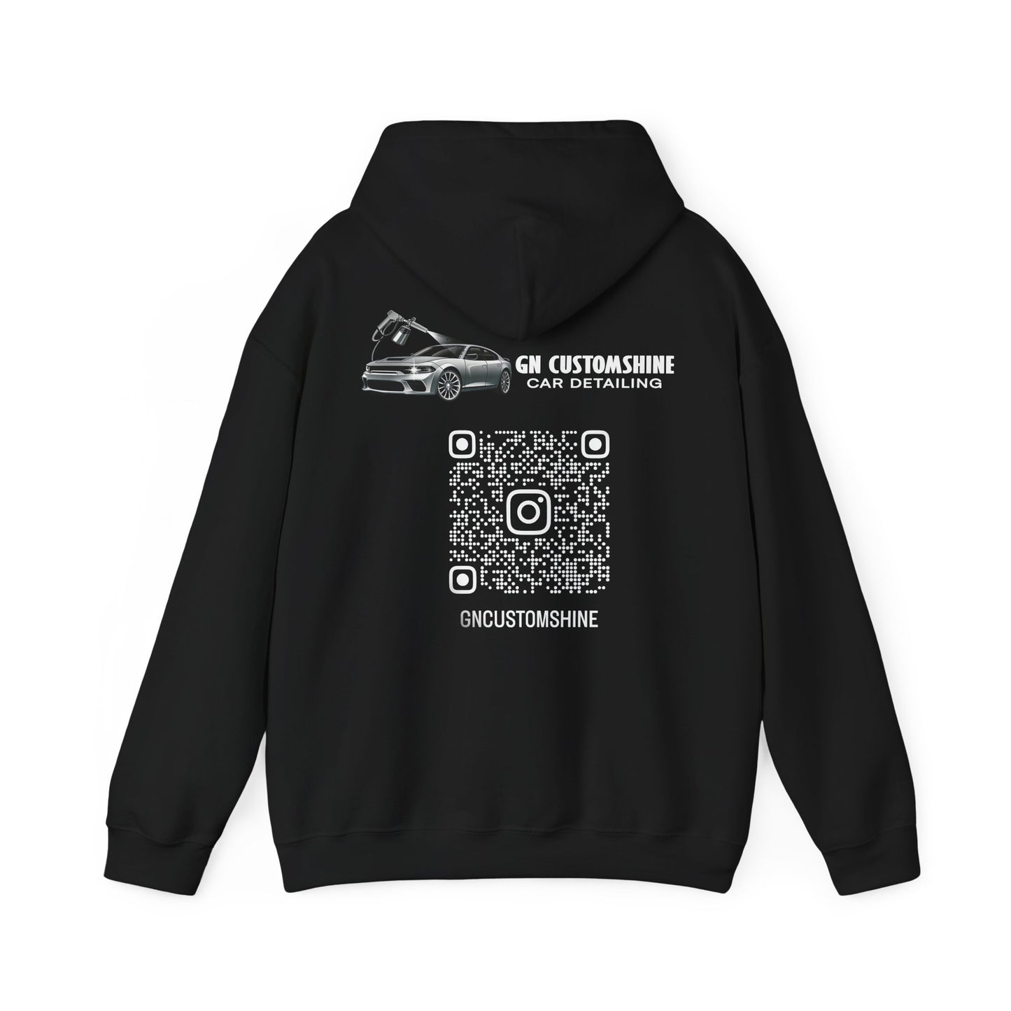 Car Detailing Hoodie — GN CustomShine Logo & QR Code Promotional Sweatshirt