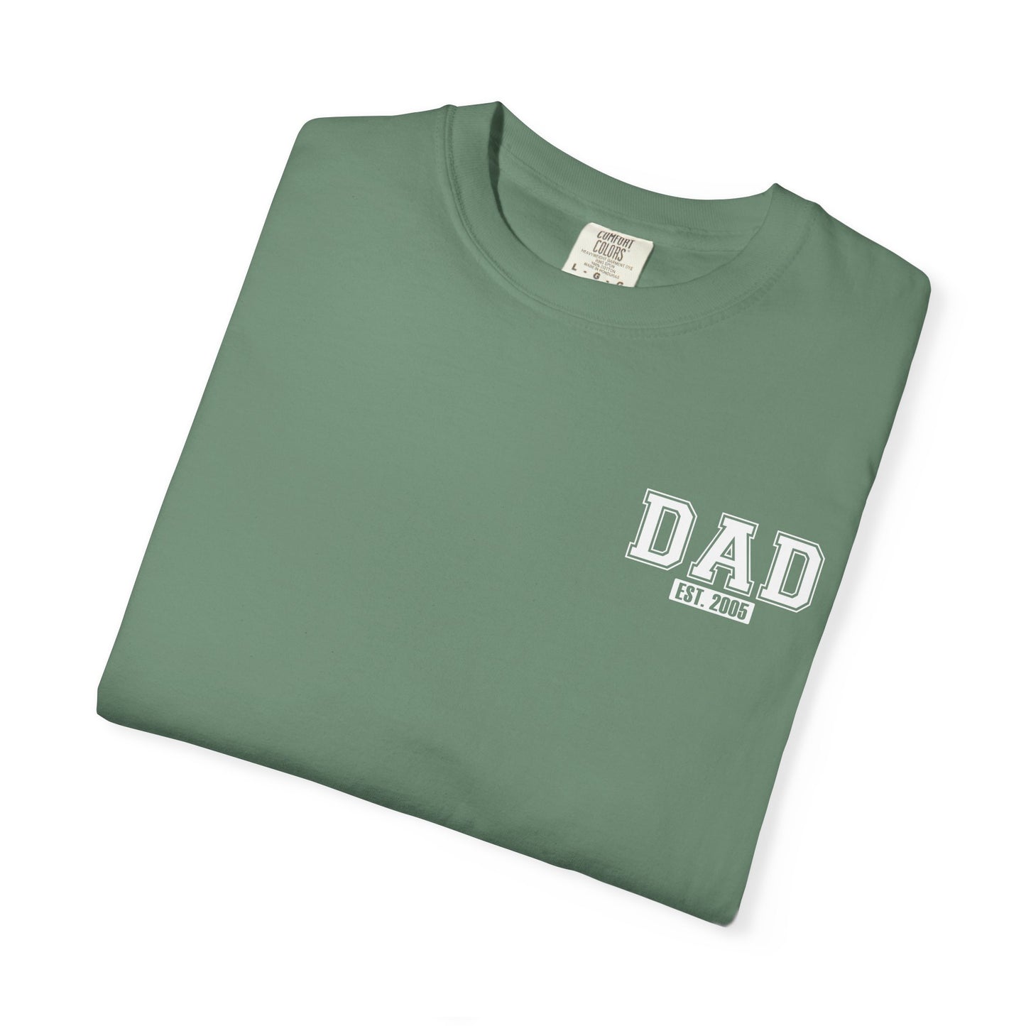 Custom Dad Established Year T-shirt - White Varsity Font