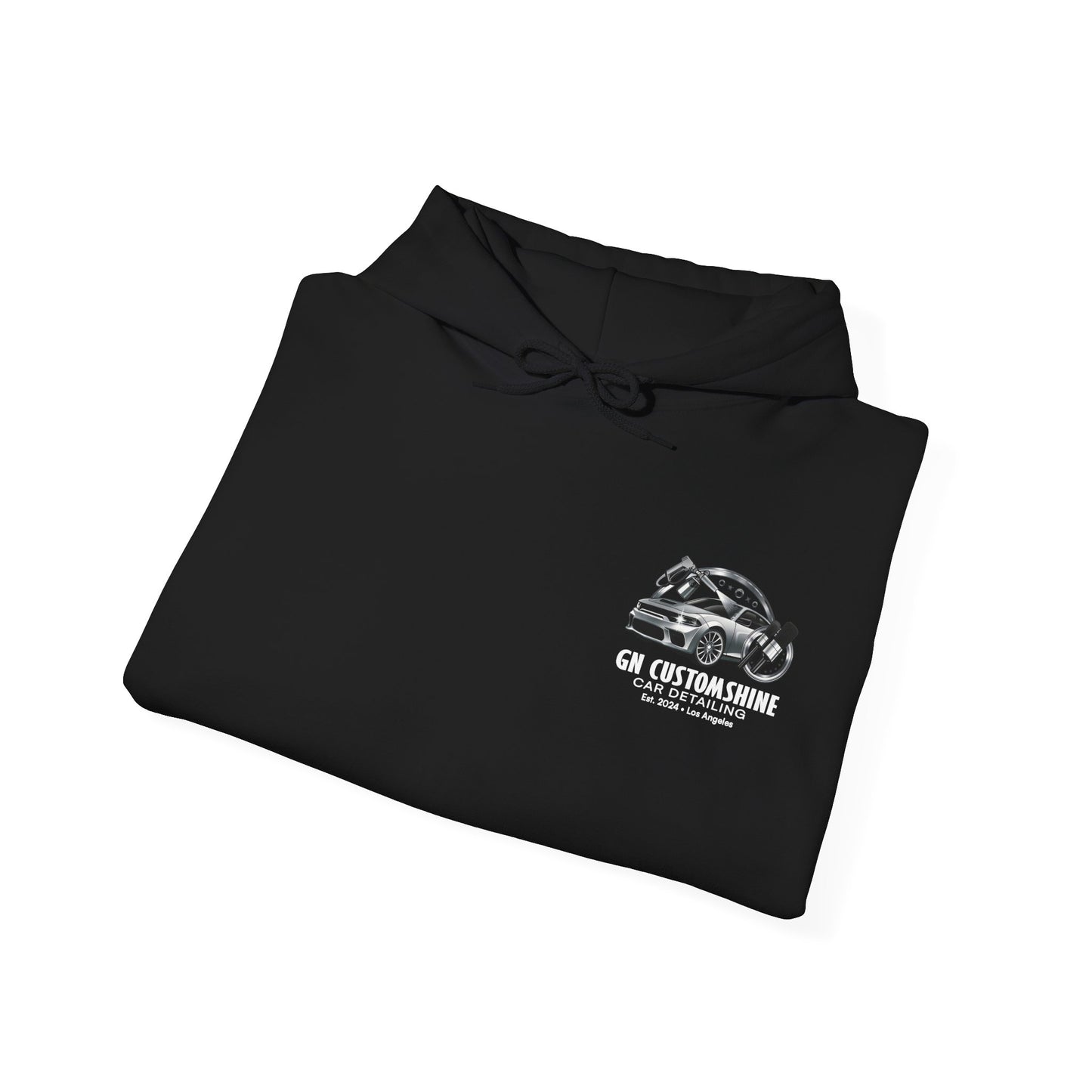 Car Detailing Hoodie — GN CustomShine Logo & QR Code Promotional Sweatshirt