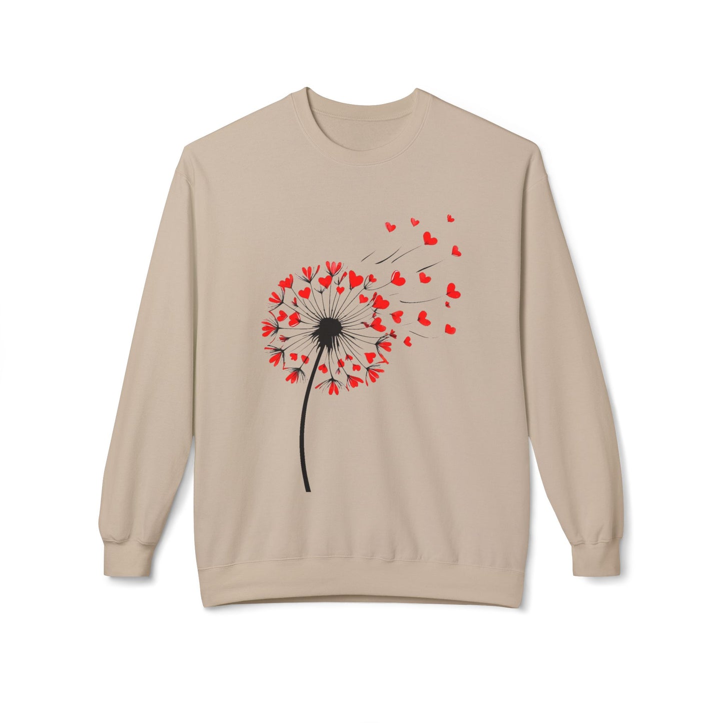 Dandelion Heart Sweatshirt, Custom Valentine's Day Gift. Anniversary Gift, Cute Heart Design Crewneck Fleece. Personalized Love Quote.