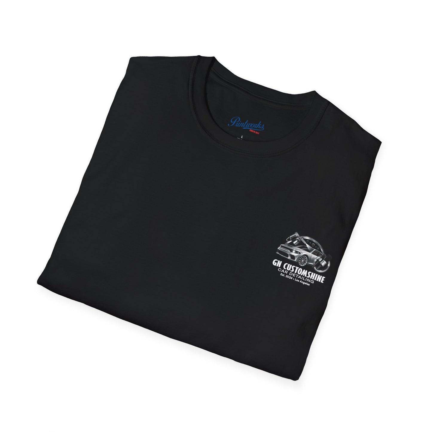 Car Detailing T-Shirt — GN CustomShine Logo & QR Code Tee