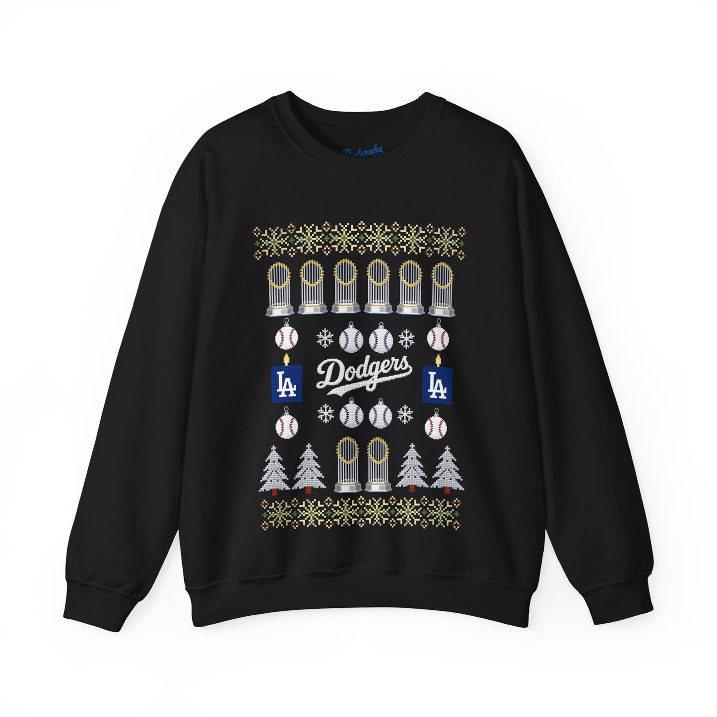 Dodgers Holiday Ugly Sweater Sweatshirt | Baseball Ornaments, LA Logo