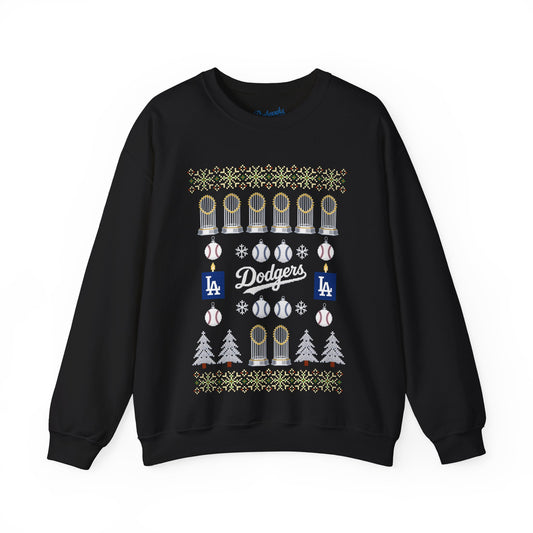 Dodgers Holiday Ugly Sweater Sweatshirt | Baseball Ornaments, LA Logo