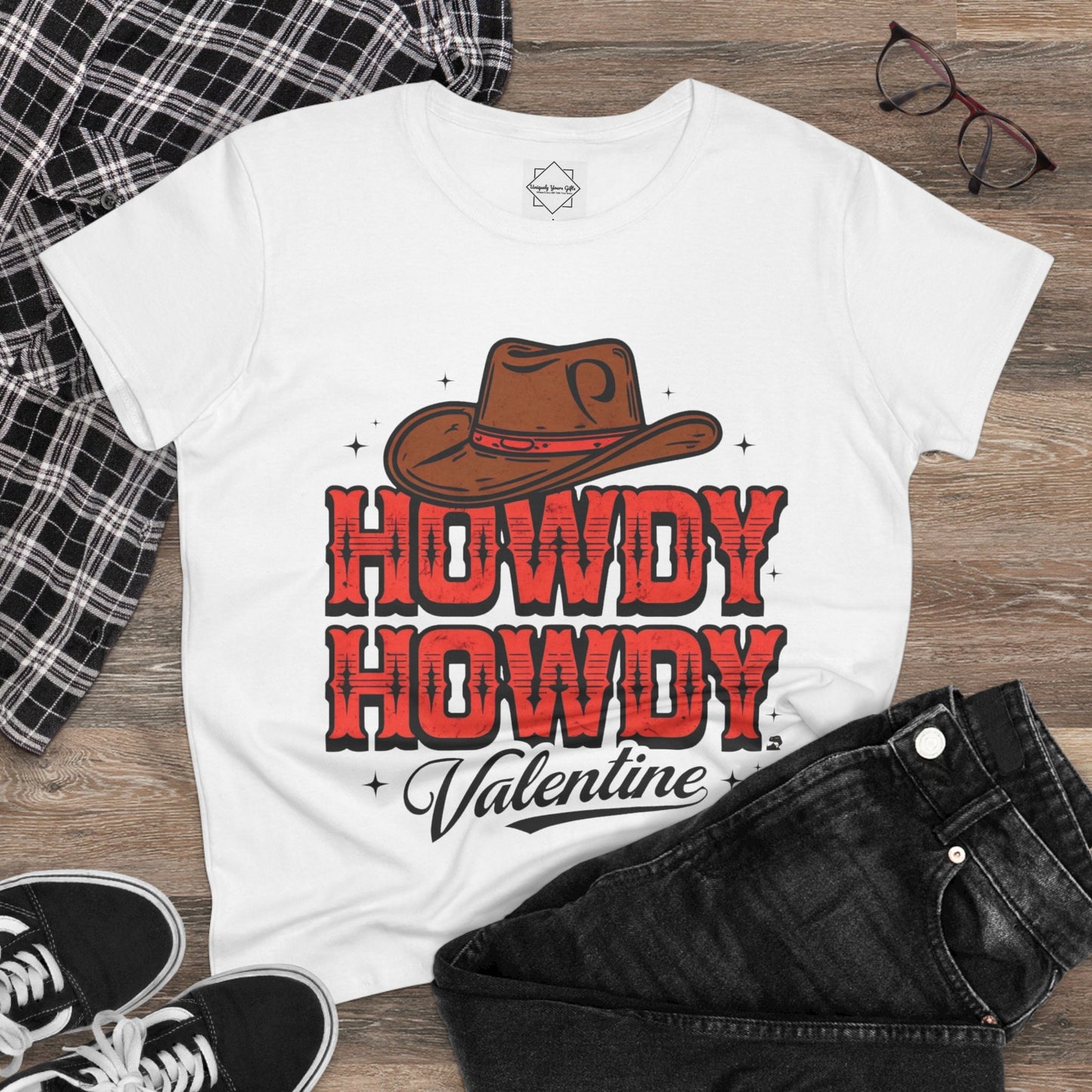 Women's Tee - Custom Cute Cowboy Theme Valentine's Day Brides Maid Gift Personal Birthday Gift Tee