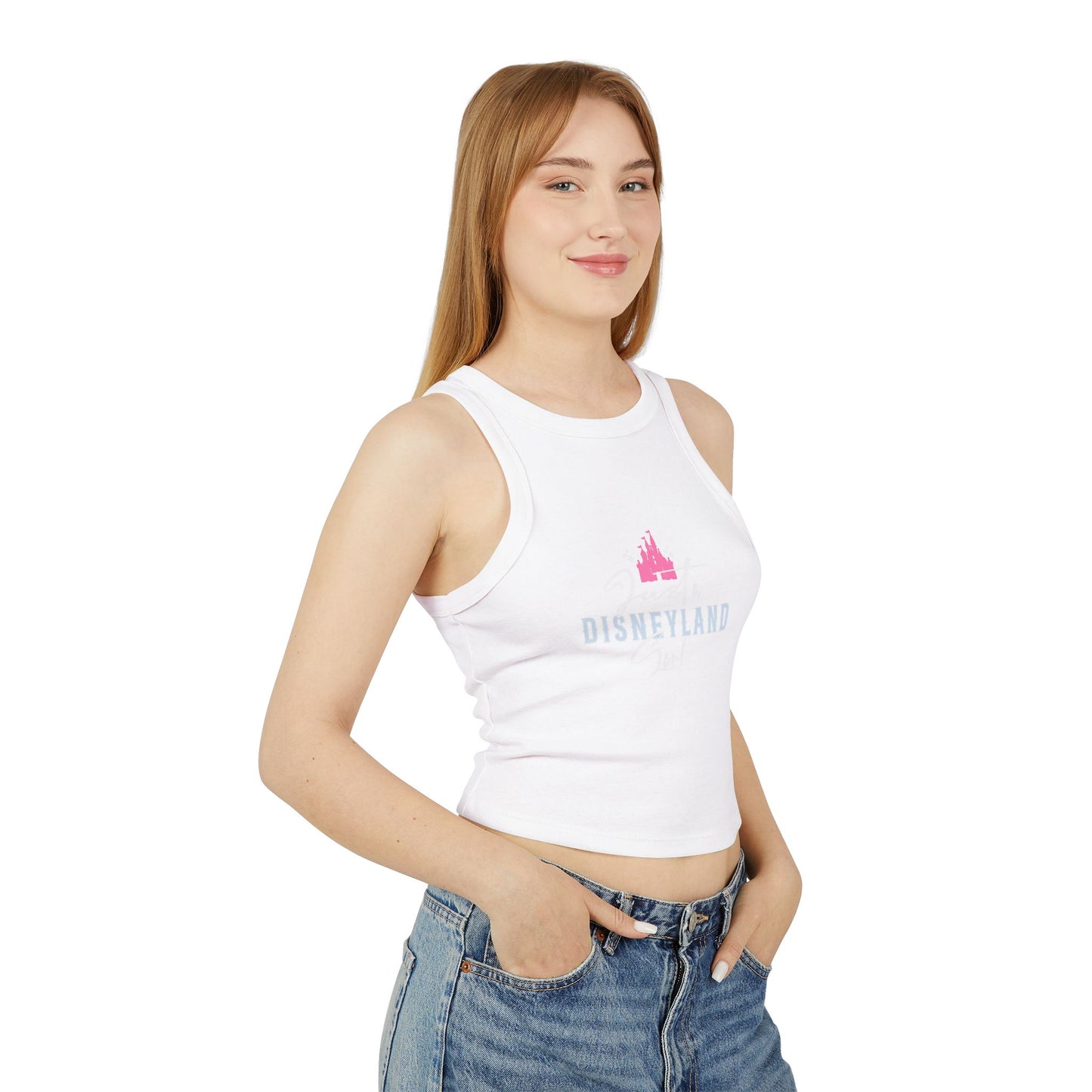 Disneyland Castle Crop Tank Top — Women's Micro Rib Racer Tank