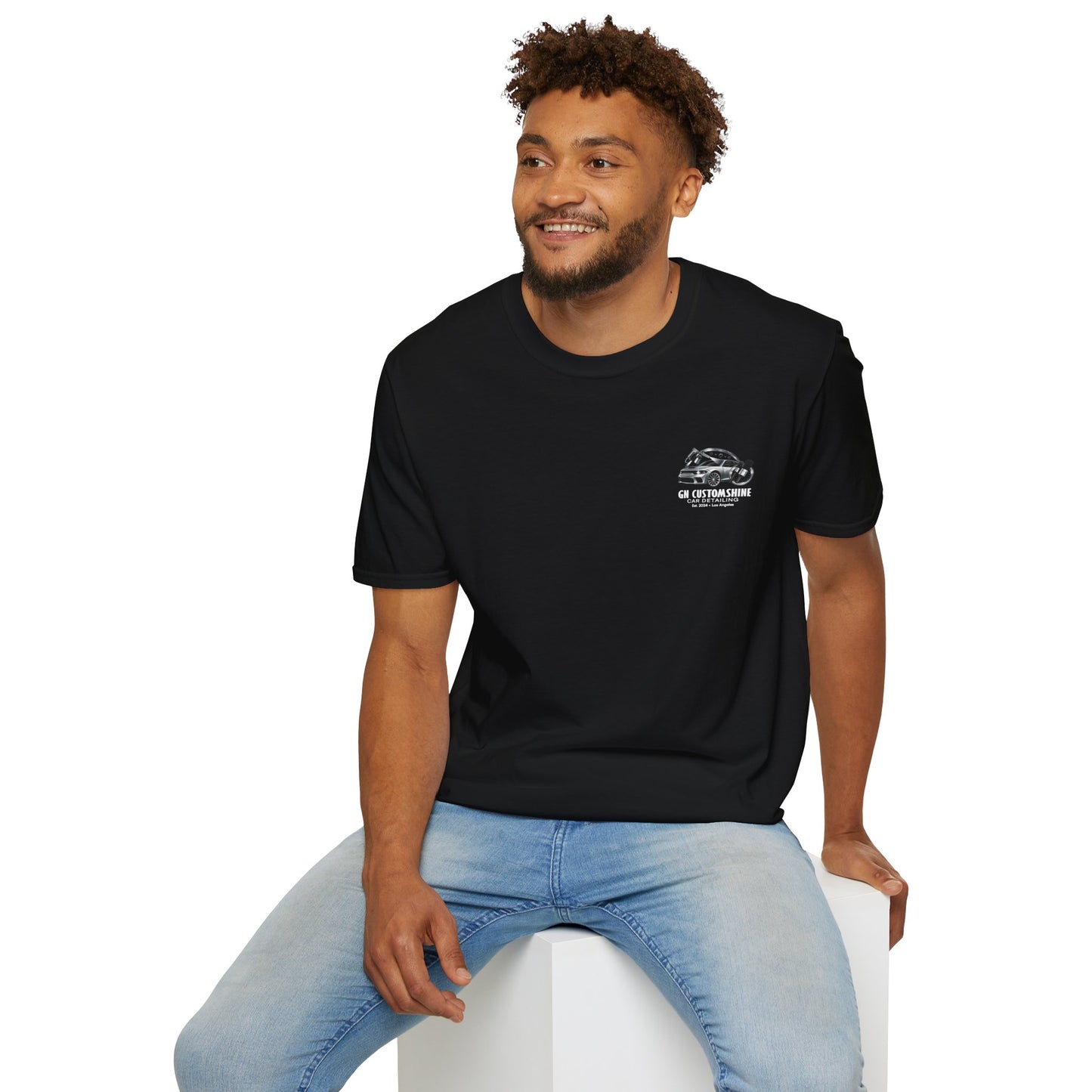 Car Detailing T-Shirt — GN CustomShine Logo & QR Code Tee