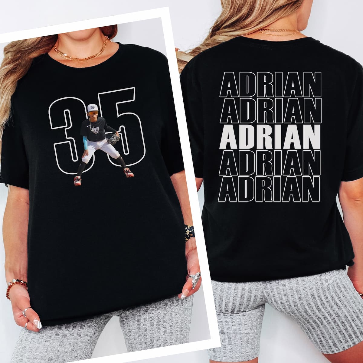 Black Bella + Canvas 3001 T-shirt front and back blank mockup