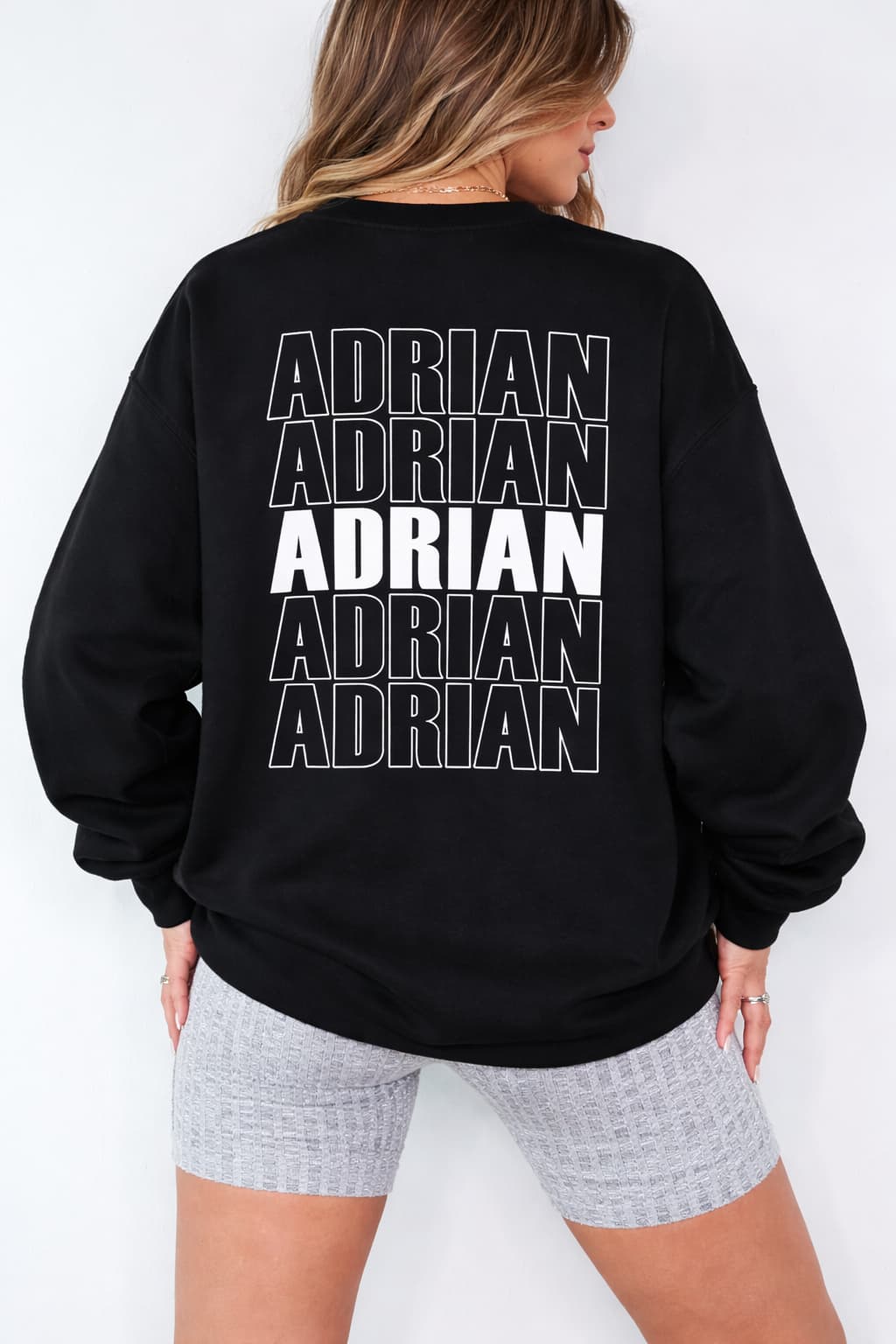 Black Gildan 180 crewneck sweatshirt back blank mockup
