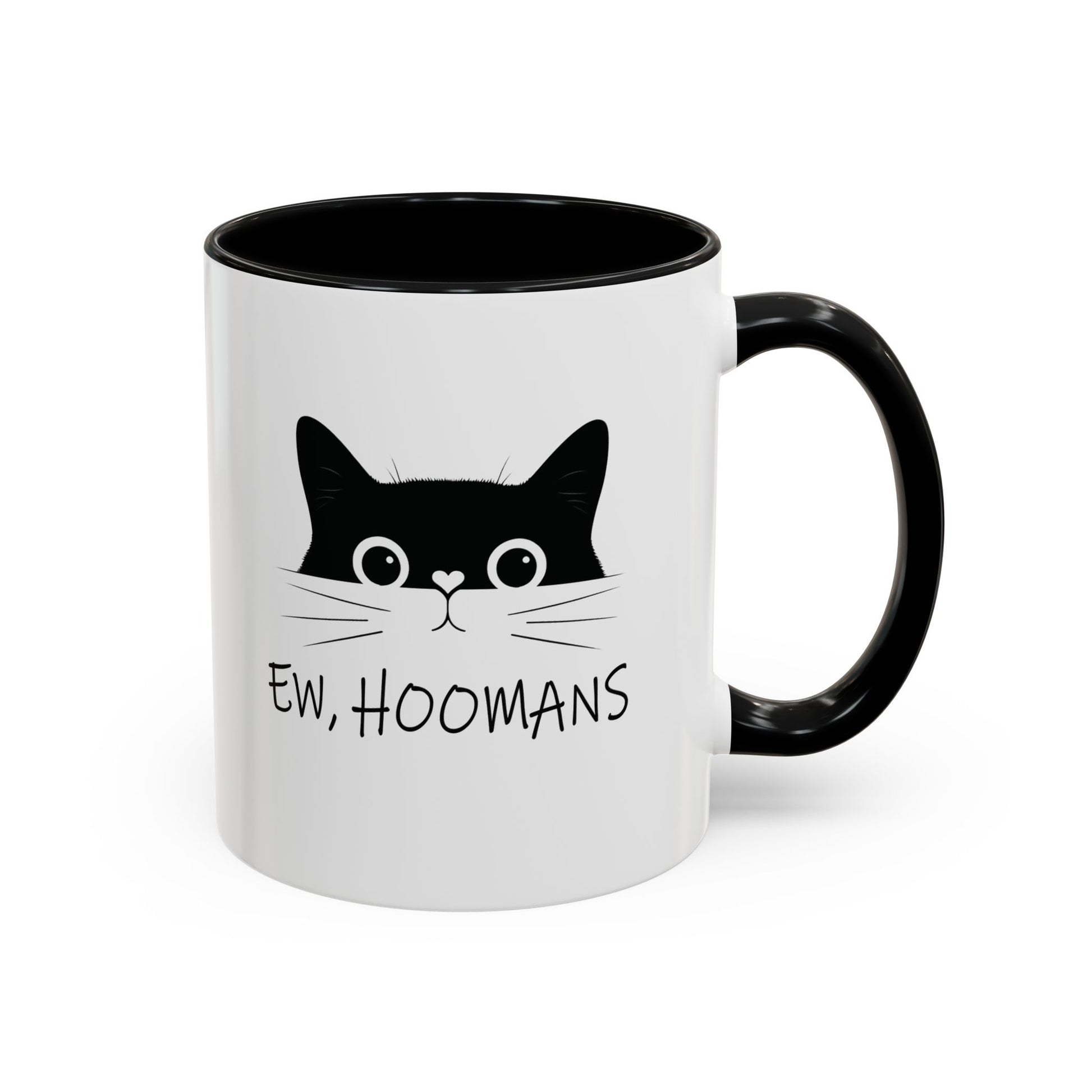 Cat Ew Hoomans Mug Black 11oz Right Handle