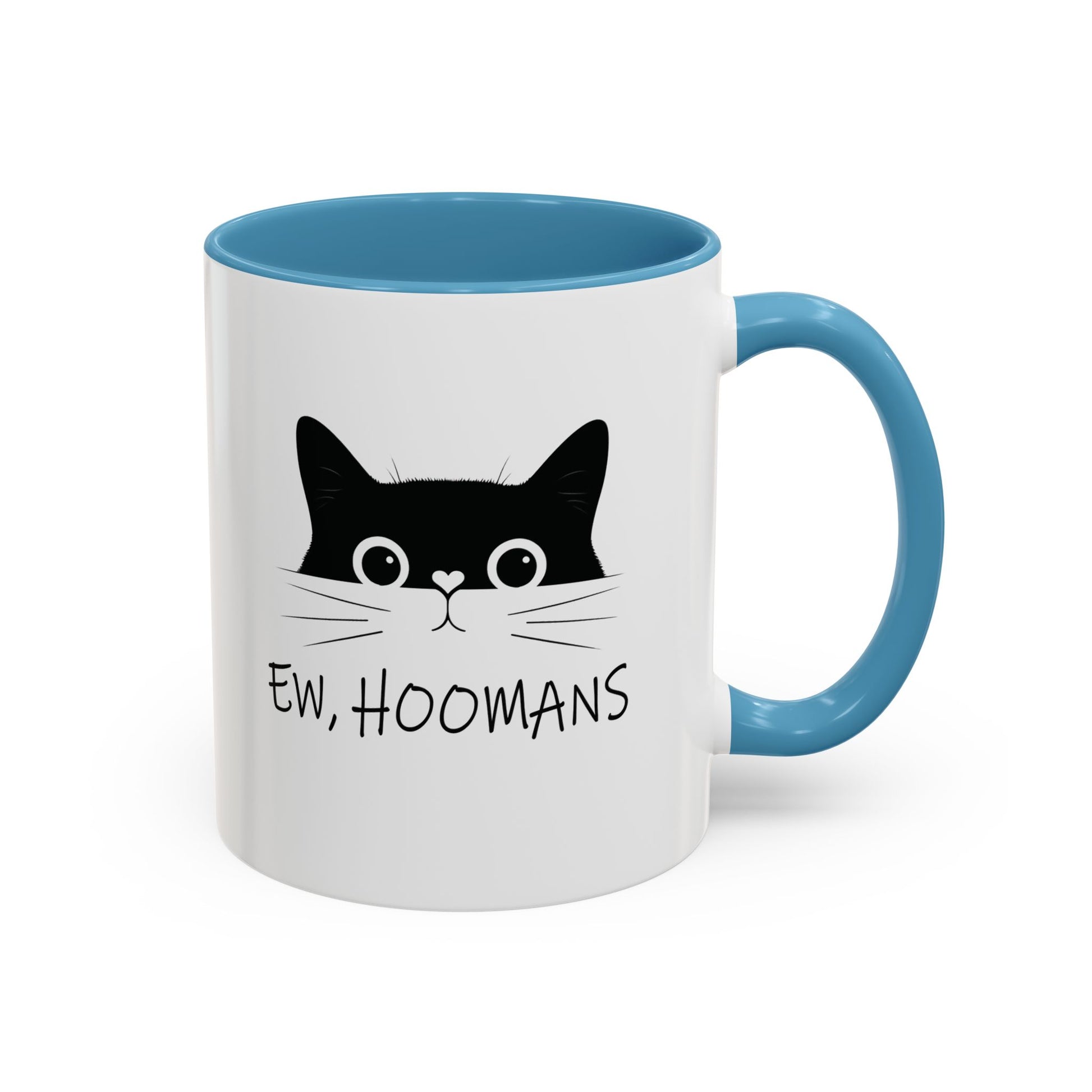 Cat Ew Hoomans Mug Light Blue 11oz Right Handle
