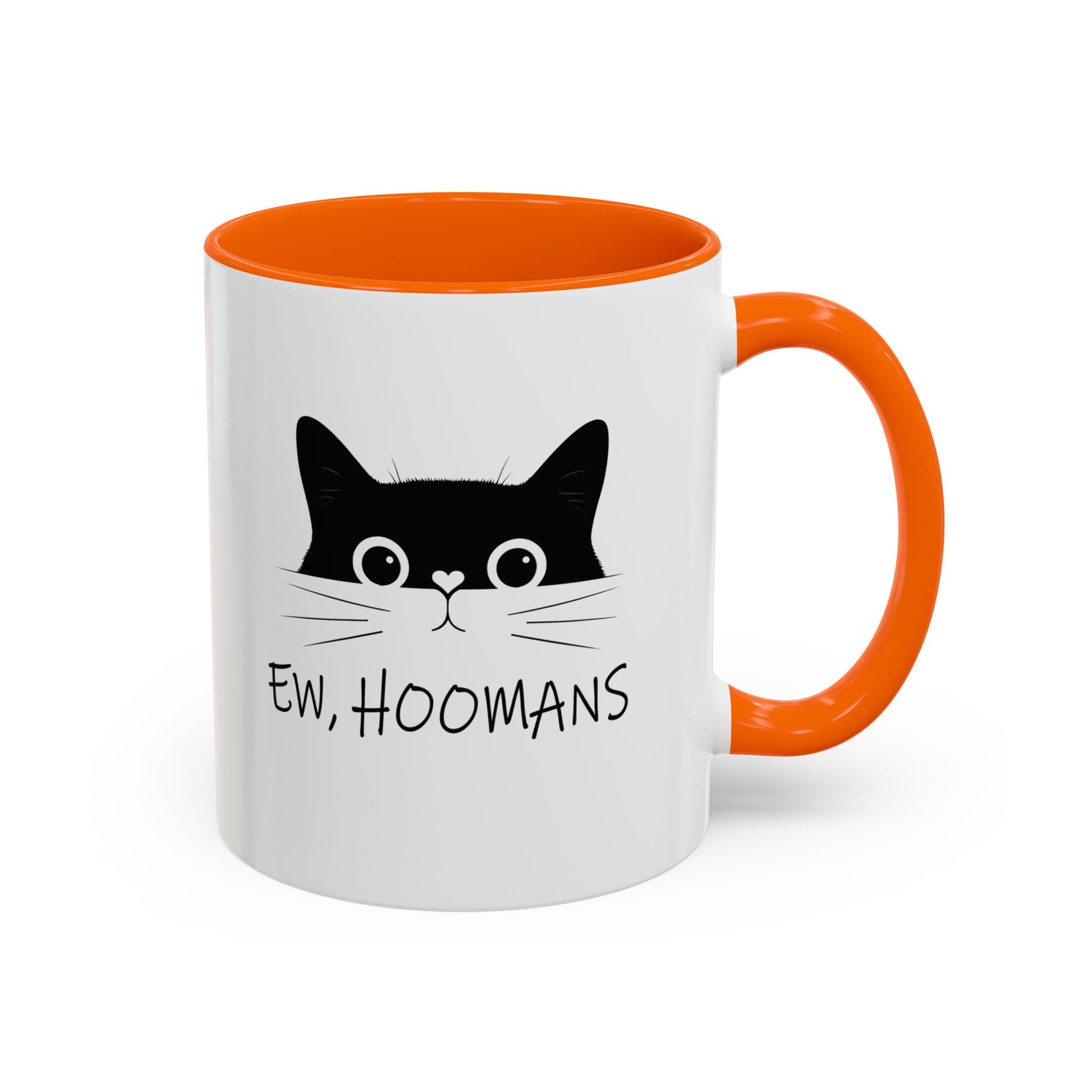 Cat Ew Hoomans Mug Orange 11oz Right Handle