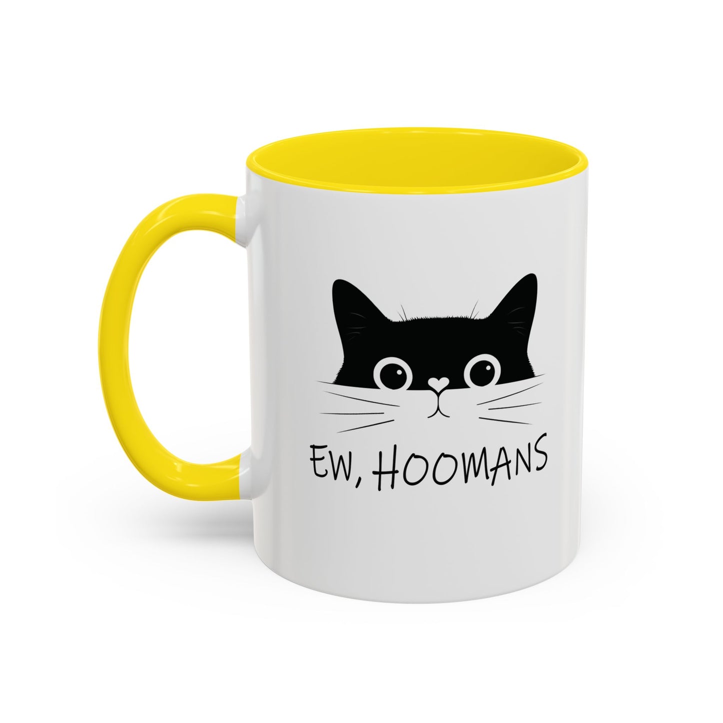 Cat Ew Hoomans Mug Yellow 11oz Left Handle