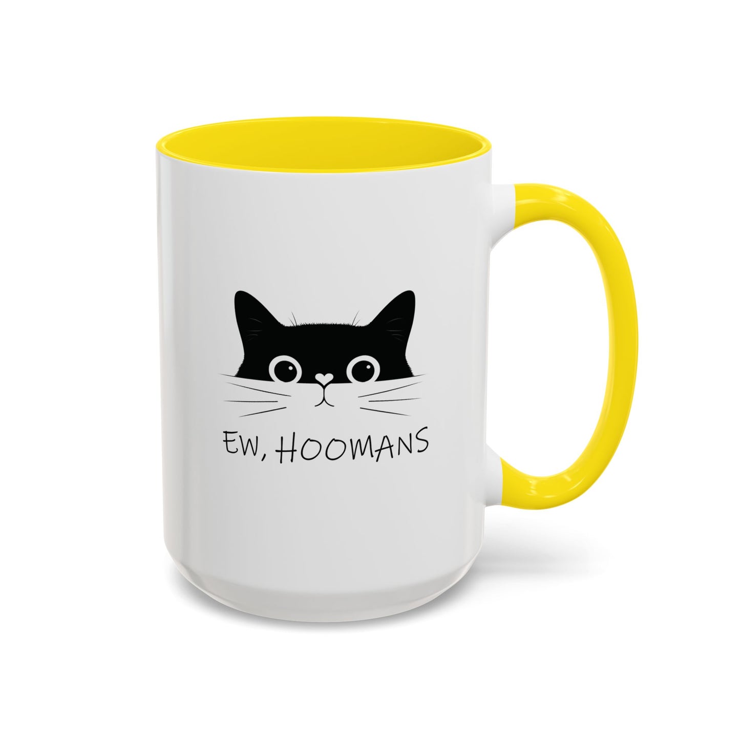 Cat Ew Hoomans Mug Yellow 15oz Right Handle