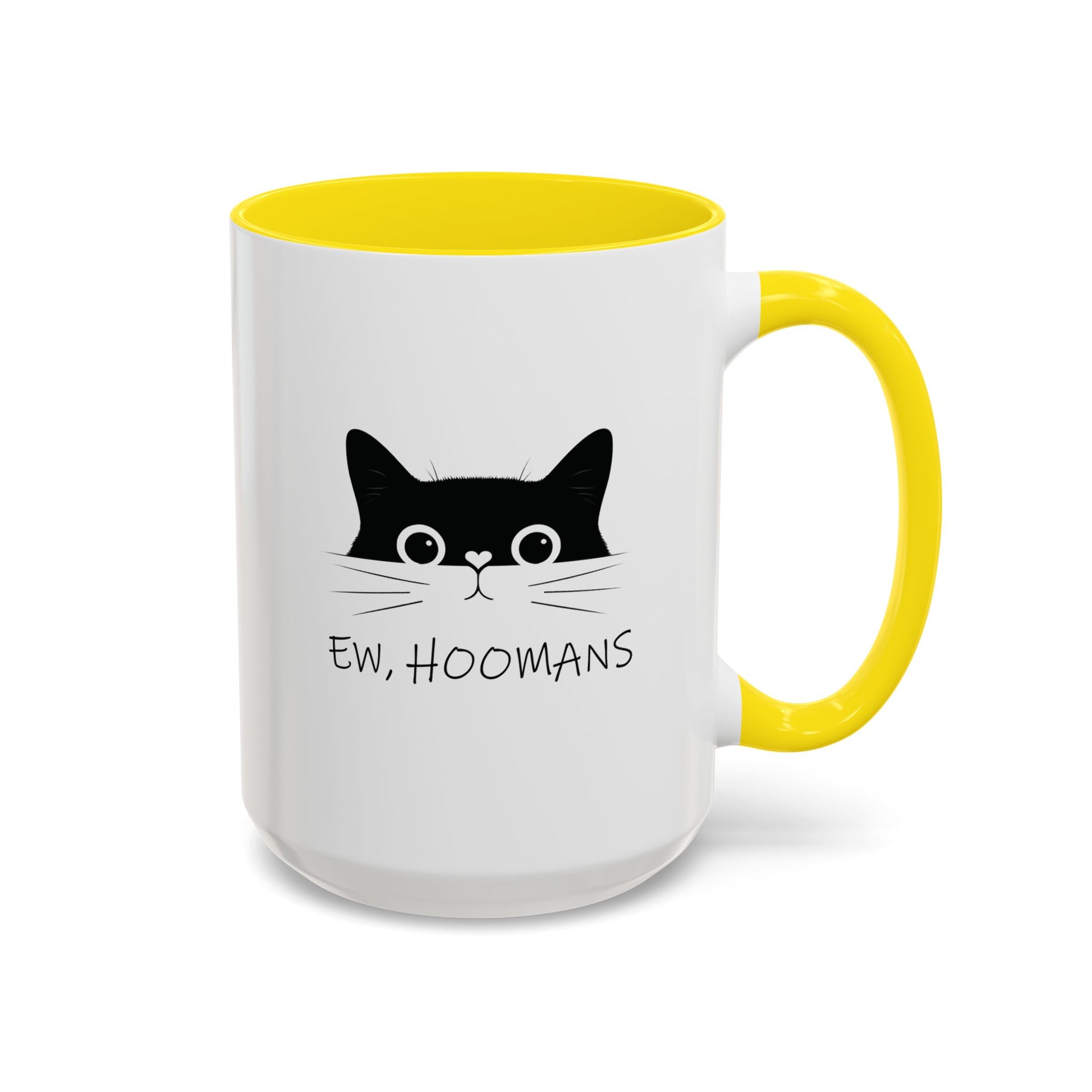 Cat Ew Hoomans Mug Yellow 15oz Right Handle