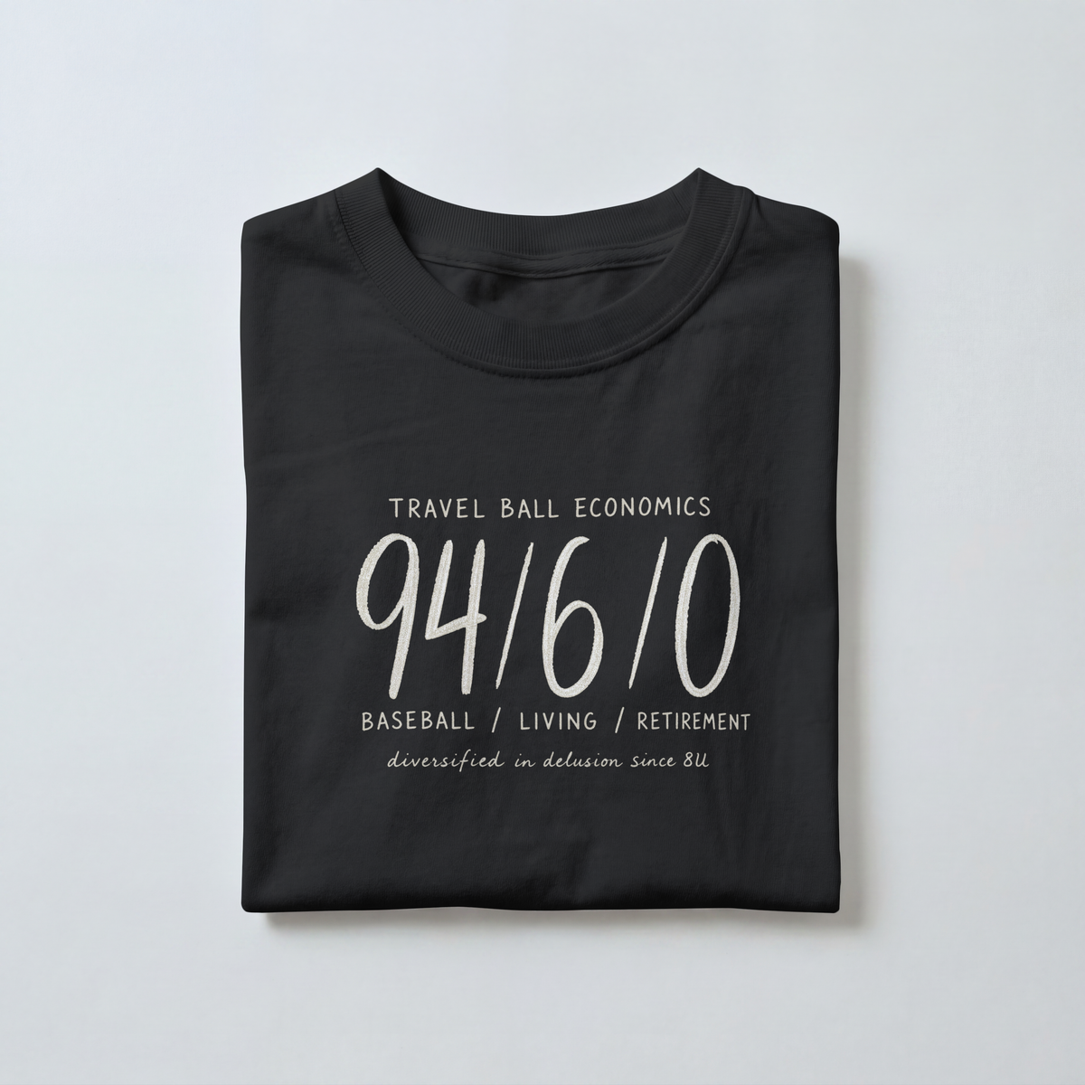 Funny Baseball Parent Shirt – Black Folded Detail