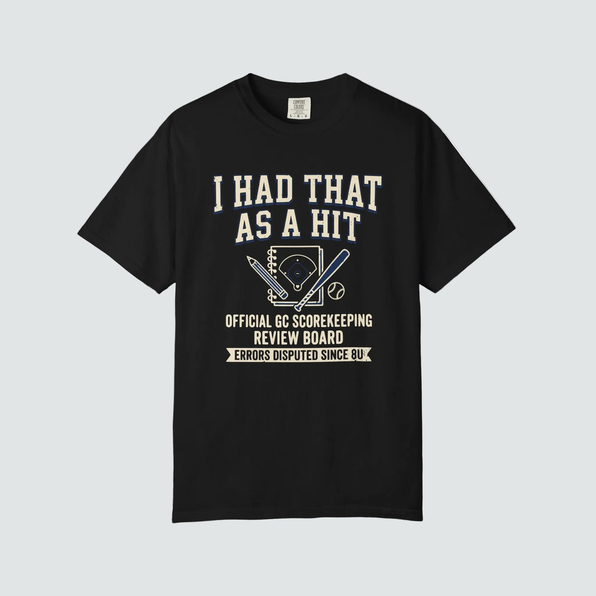 Had That As A Hit travel baseball parent shirt in Black Comfort Colors 1717.