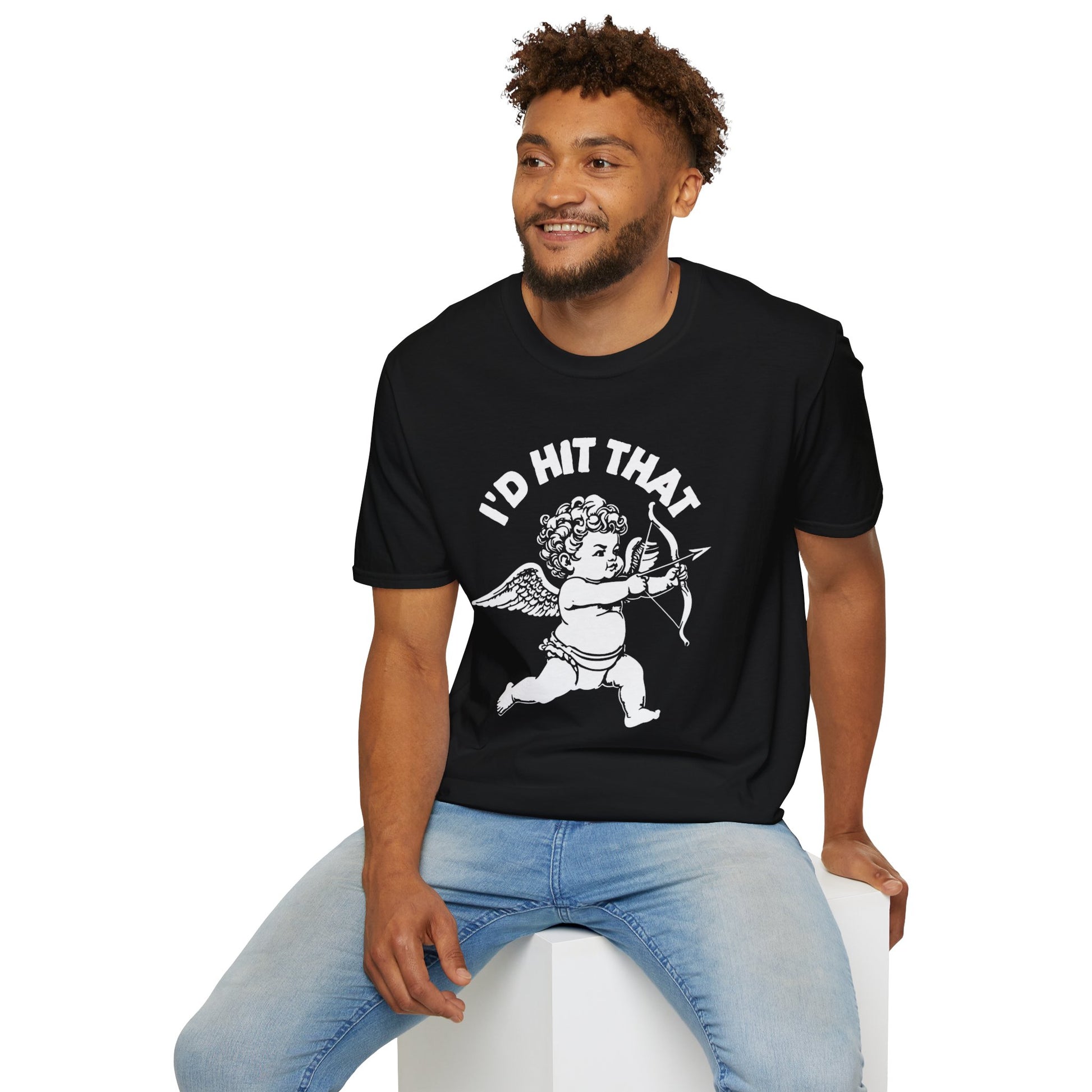 I'd Hit That Valentine's Day Humor Antique Black Shirt Man Sitting
